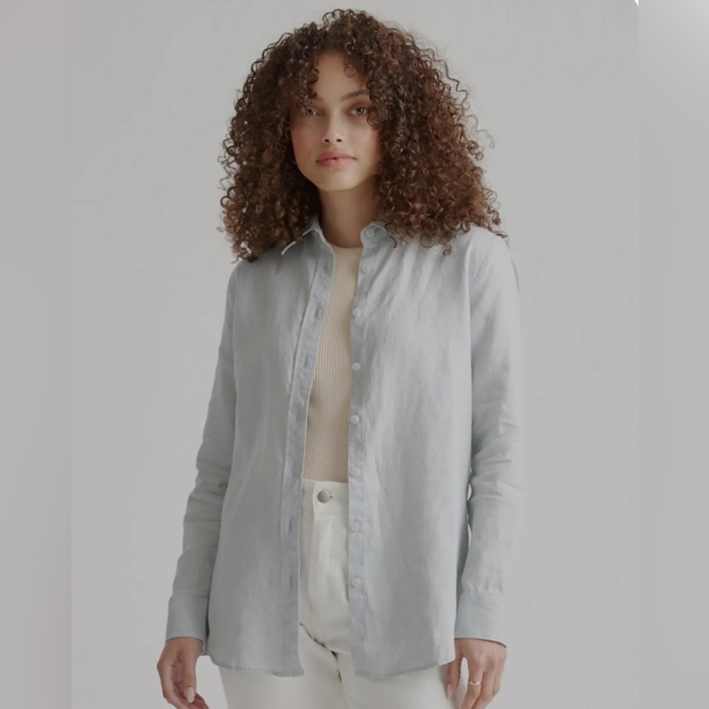 Quince 100% European Linen Long Sleeve Shirt size M color Mist